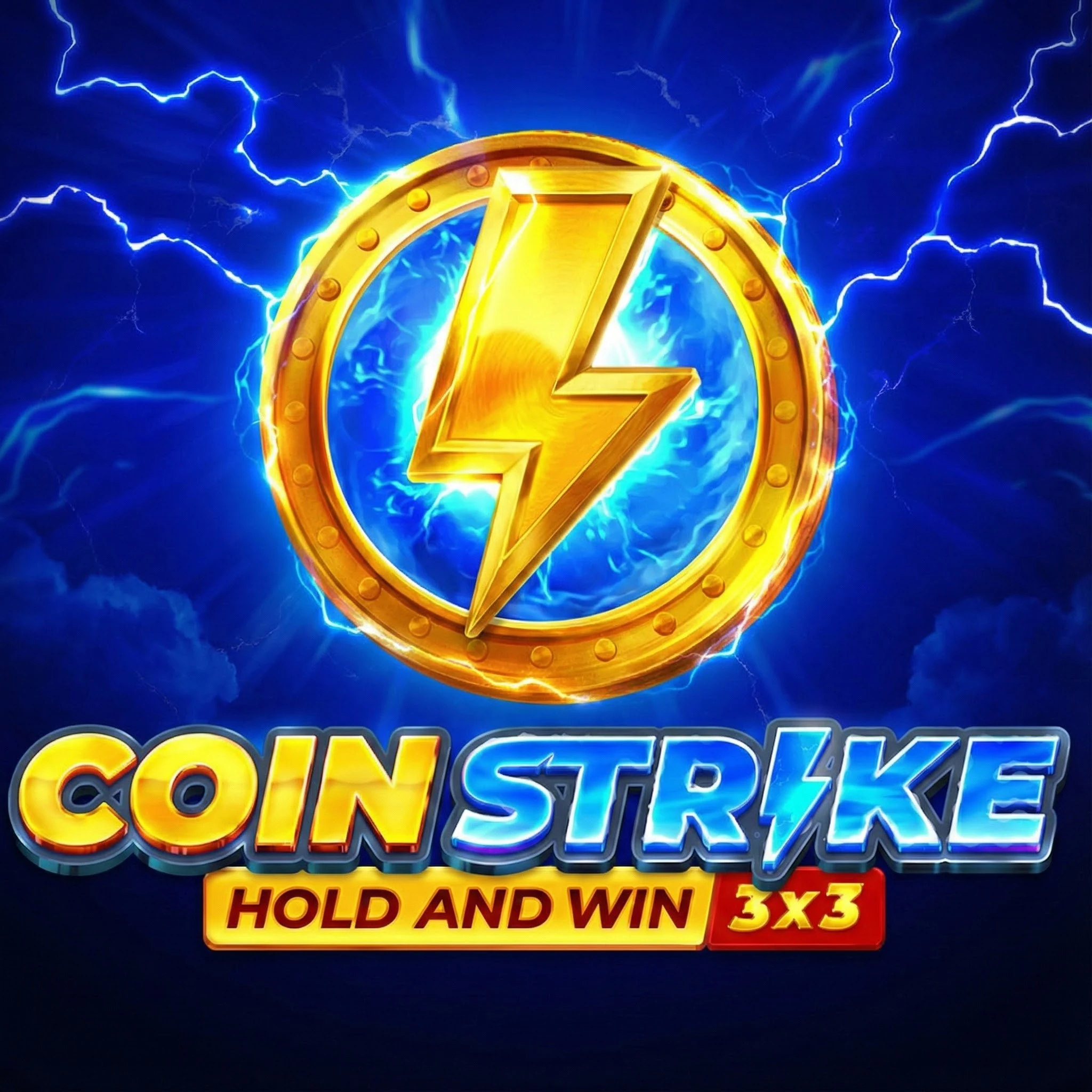 Coin Strike: Hold and Win Spielautomat - Goldene Blitz-Münze mit elektrischen Effekten, Playson 3x3 Slot mit Mini Minor Major Jackpots
